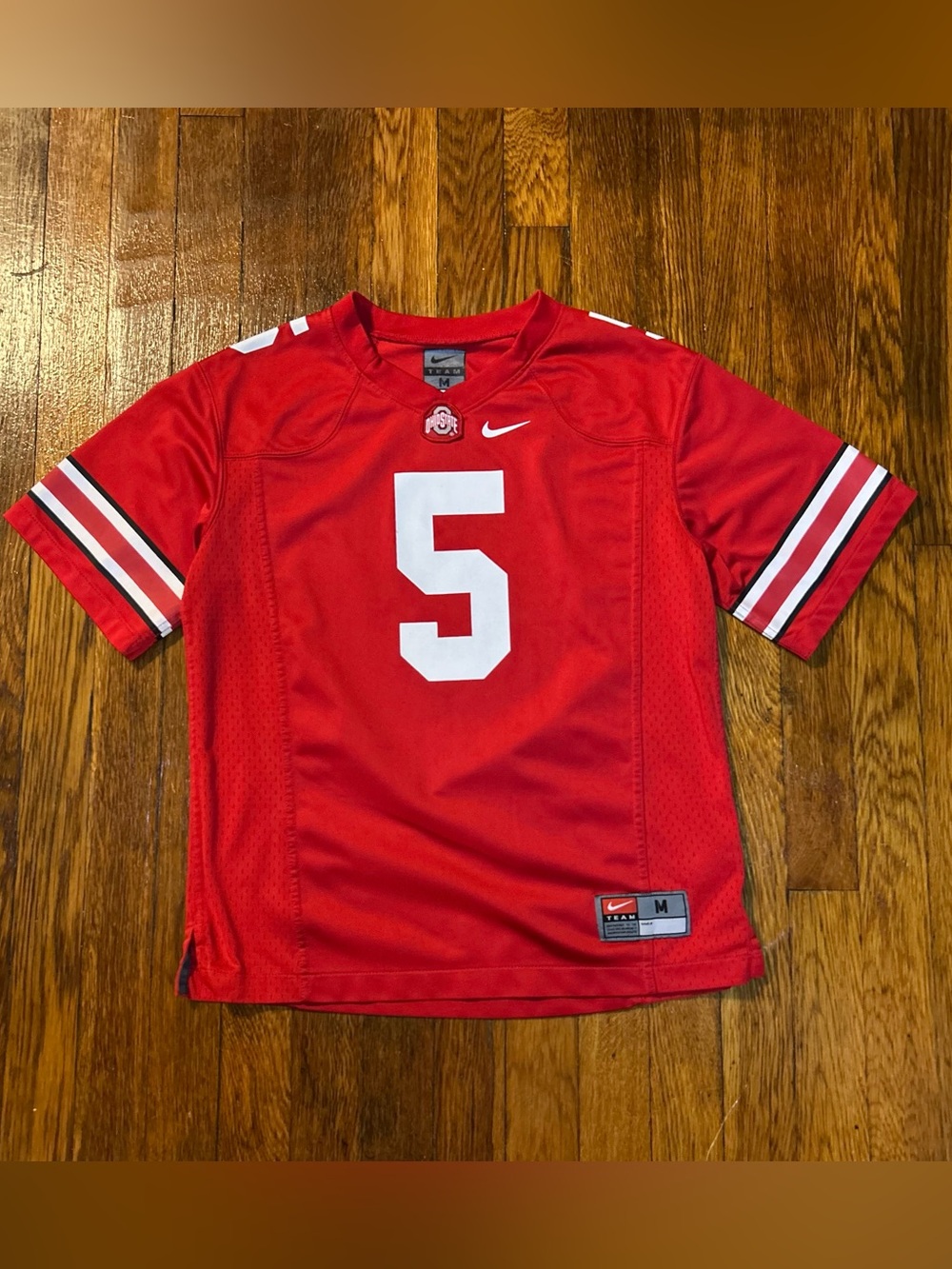 Nike Kids Red Football Jersey with White Number 5